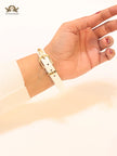 Alphabet V rockstud white bracelet