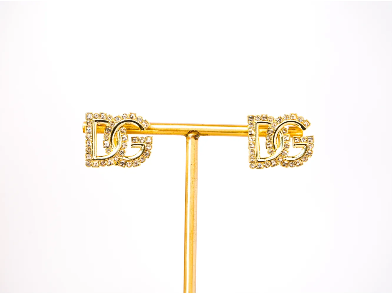 Gold Alphabet DG CZ Stud Earrings