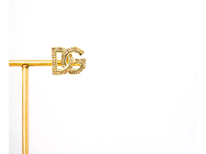Gold Alphabet DG CZ Stud Earrings
