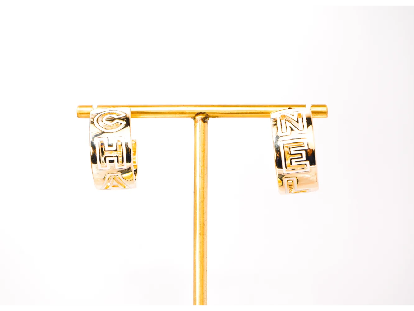 Gold Alphabet C Hoop Earrings