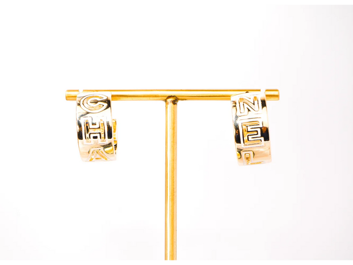 Gold Alphabet C Hoop Earrings