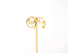 Gold Plated Alphabet F Pearl Hoop Earrings