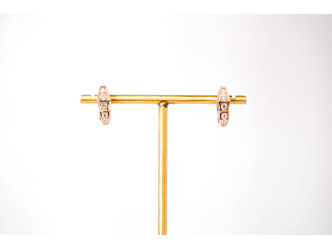 Rose Gold CZ Snake Stud Earrings
