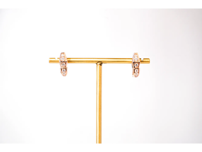 Rose Gold CZ Snake Stud Earrings
