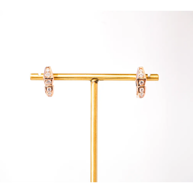 Rose Gold CZ Snake Stud Earrings