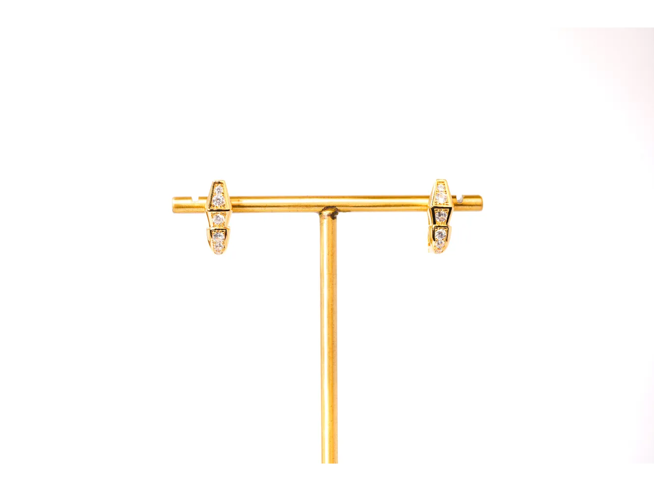 Gold CZ Snake Stud Earrings