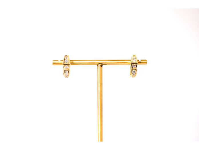 Gold CZ Snake Stud Earrings