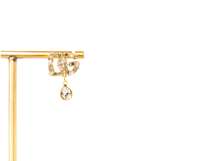 Gold Alphabet DG CZ Drop Earrings