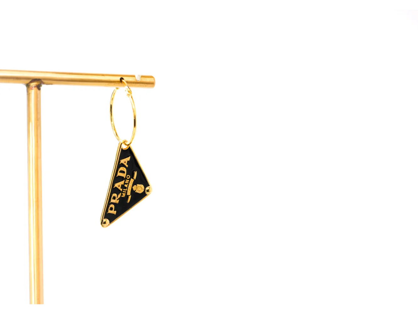 Black and Gold Triangle Hoop Earrings