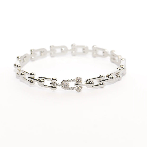 Silver Diamond Link Bracelet