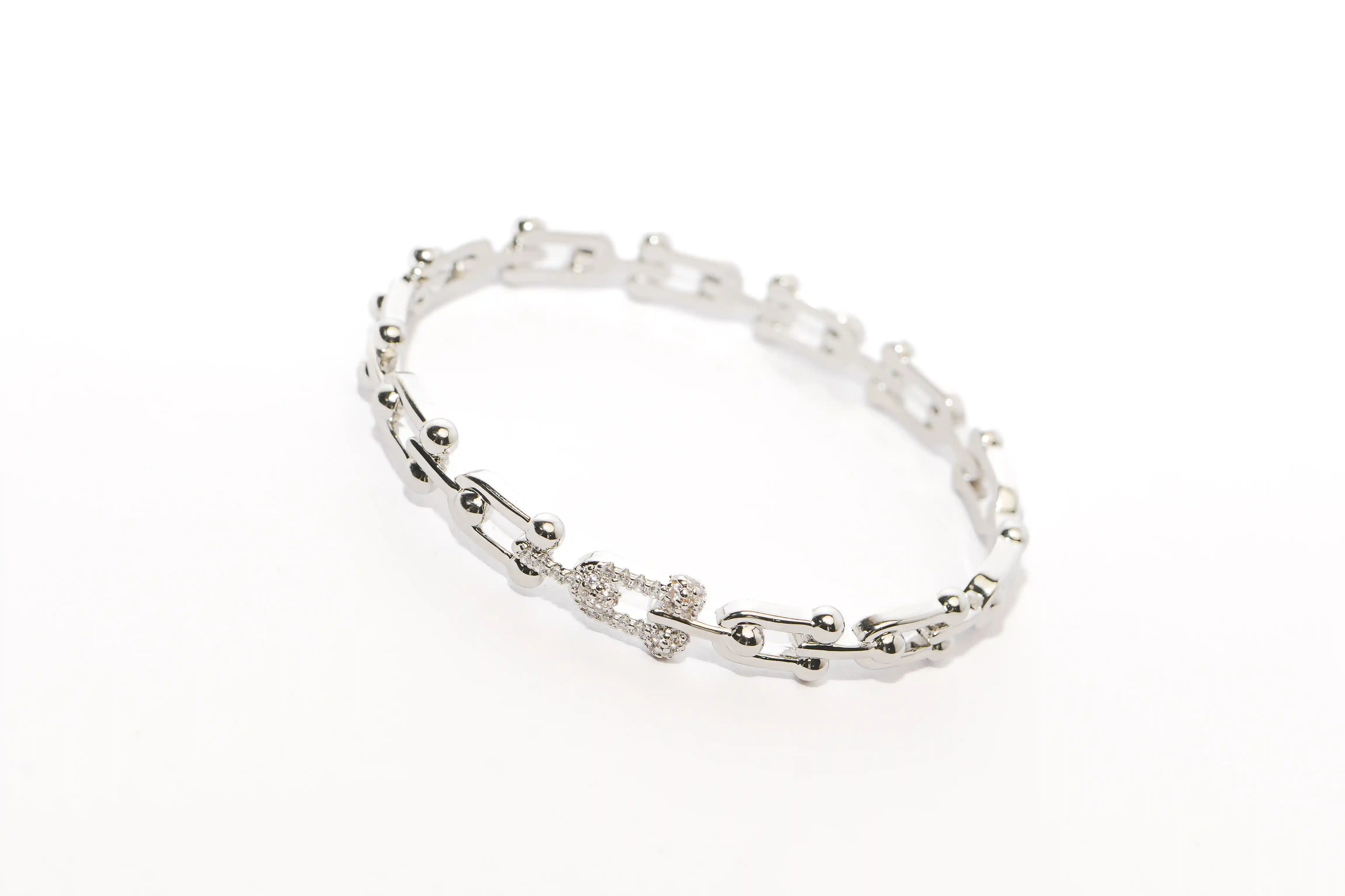 Silver Diamond Link Bracelet