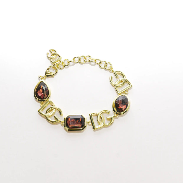 Gold Alphabet DG Gemstone Link Bracelet