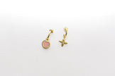 Gold Plated Pink Heart Hoop Earrings
