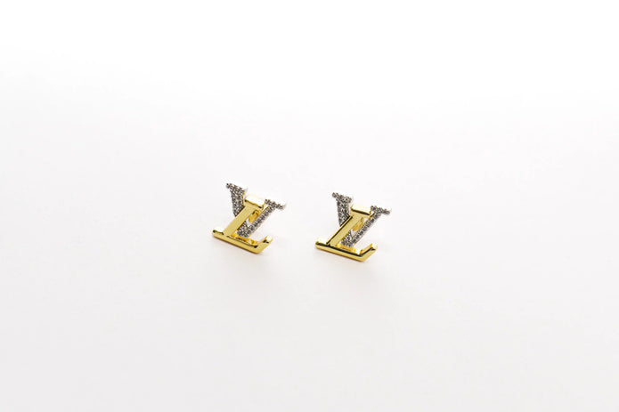 Alphabet LV Crystal Stud Earrings