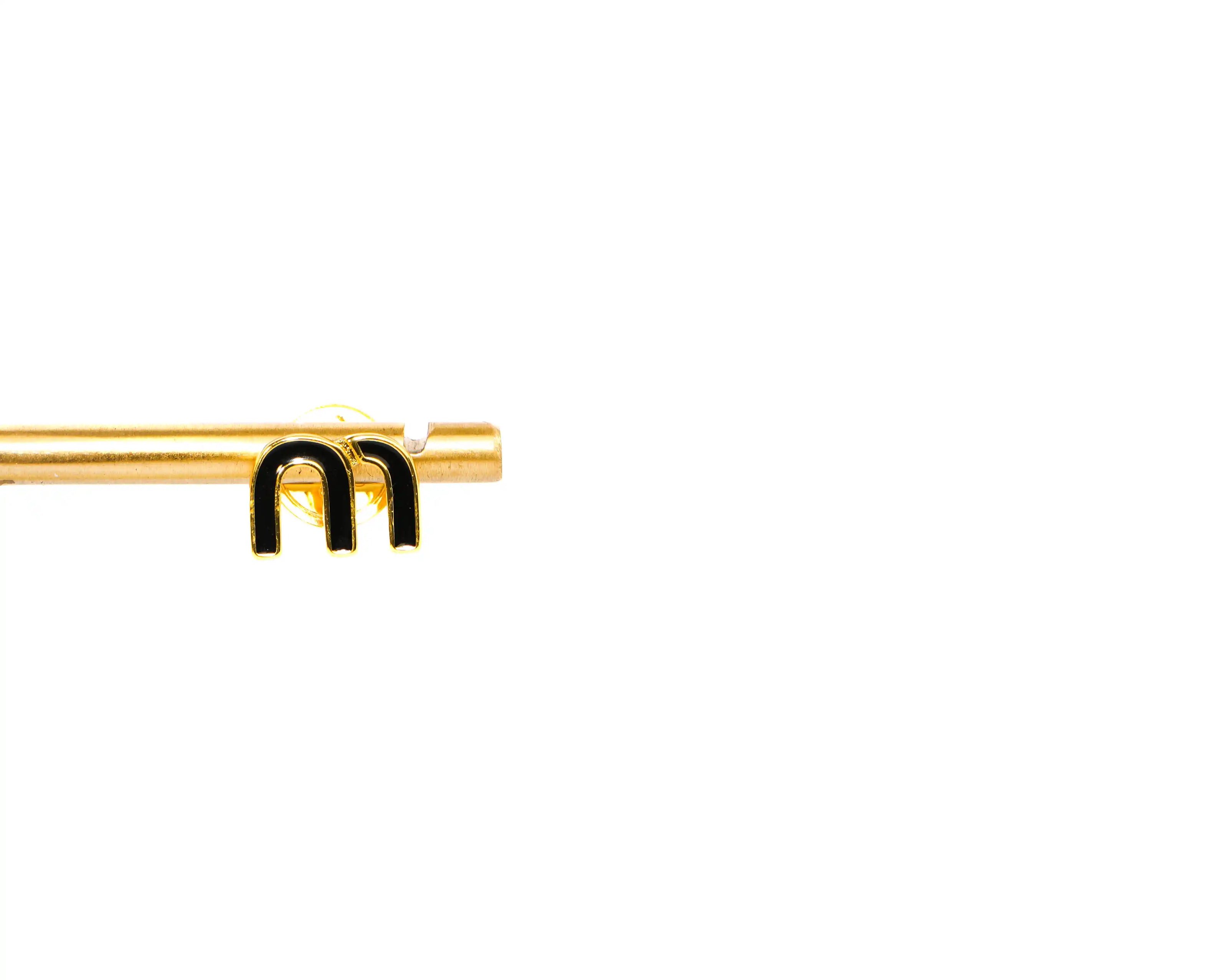 Black Alphabet M Stud Earrings