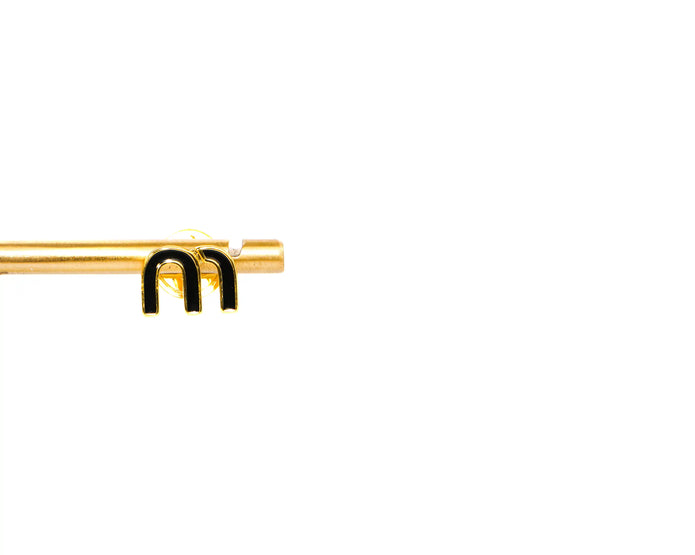 Black Alphabet M Stud Earrings