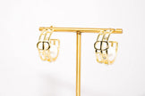 Alphabet CD Pearl Hoop Earrings