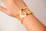Alphabet F Broad Enamel Cuff Bracelet | Bold Fashion Statement Jewelry