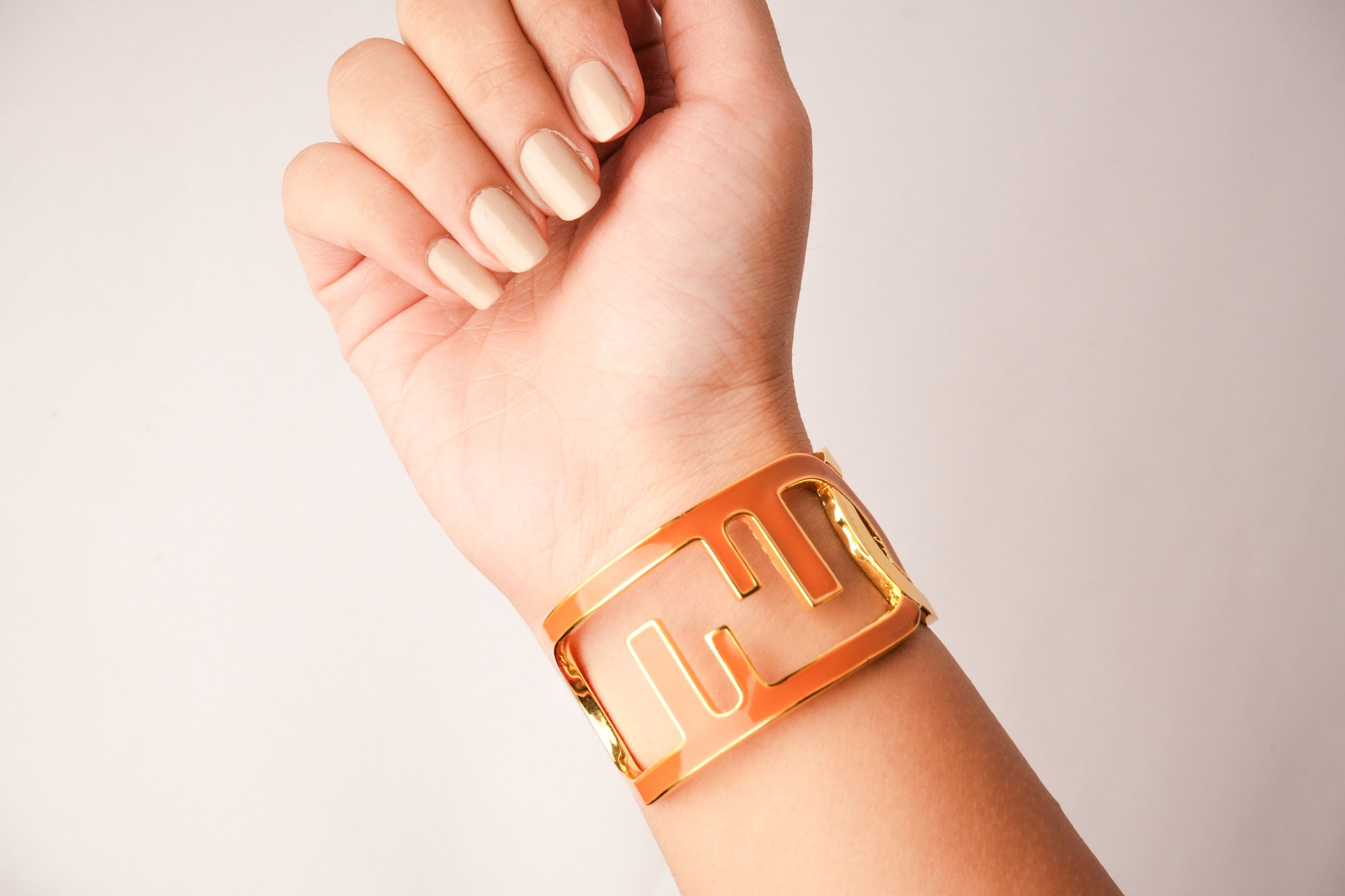 Alphabet F Broad Enamel Cuff Bracelet | Bold Fashion Statement Jewelry