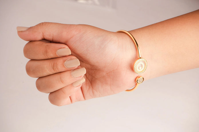 Alphabet CHPRD Gold Safety Pin CZ Bracelet | Statement Fashion Jewelry