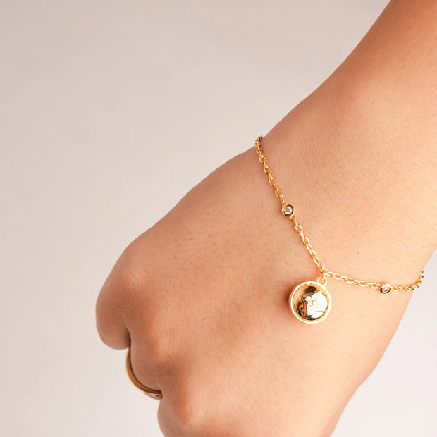 Alphabet L V Round Ball CZ Charm Bracelet | Designer Inspired Fashion Jewelry