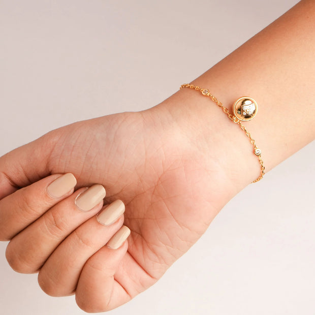 Alphabet L V Round Ball CZ Charm Bracelet | Designer Inspired Fashion Jewelry
