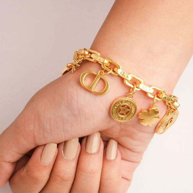 Alphabet CD Charms Bracelet in Matt Gold | Luxury Fashion Accessory