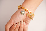 Alphabet CD Charms Bracelet in Matt Gold | Luxury Fashion Accessory