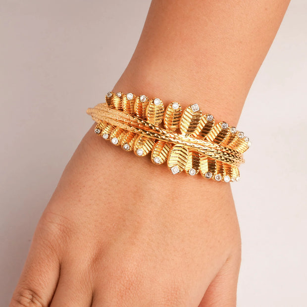 Alphabet C Latest Edition Leaf Pattern Bracelet in Gold Plating | Premium Fashion
