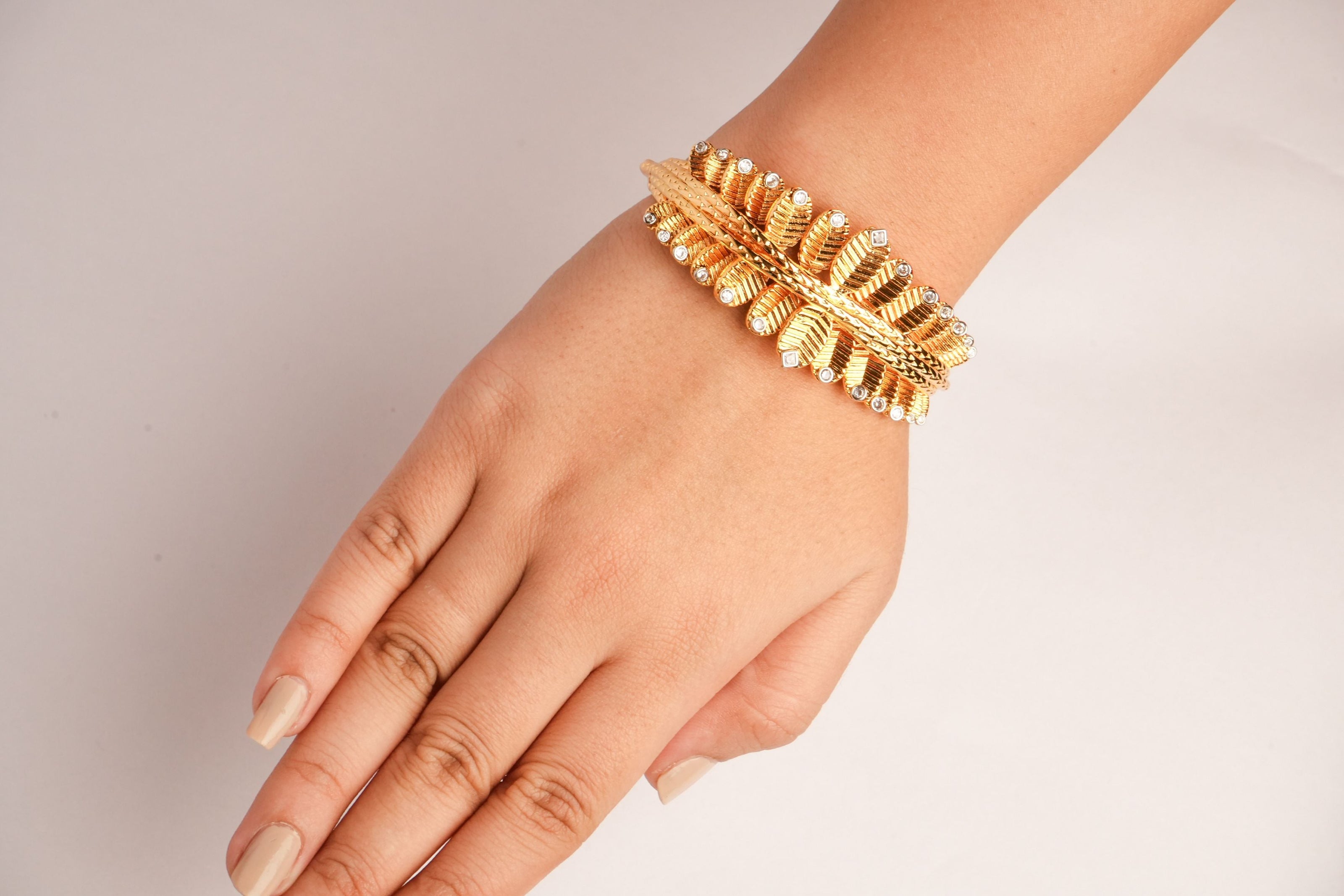 Alphabet C Latest Edition Leaf Pattern Bracelet in Gold Plating | Premium Fashion