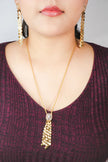 Alphabet MSSK Signature Pendant Set with Diamond in Gold Plating | Luxury Necklace Set