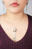 Alphabet C Panther Chain Set in Platinum with Black Circle Green Drops | Luxury Jewelry Set