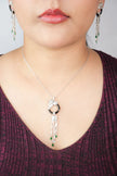 Alphabet C Panther Chain Set in Platinum with Black Circle Green Drops | Luxury Jewelry Set
