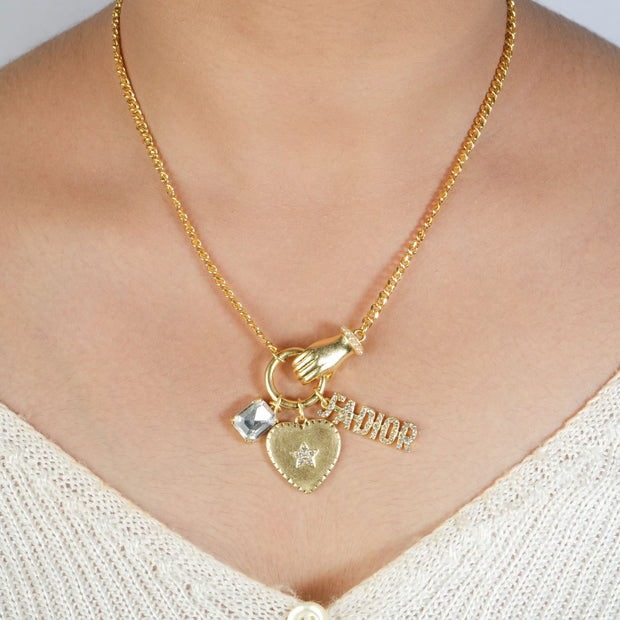Alphabet D Matt Gold Charms Pendant Chain | Designer Fashion Necklace