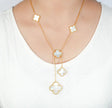 Alphabet VCA 5 Petal Gold Chain in White MOP Clover Charm Necklace