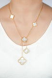 Alphabet VCA 5 Petal Gold Chain in White MOP Clover Charm Necklace