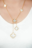 Alphabet VCA 5 Petal Gold Chain in White MOP Clover Charm Necklace