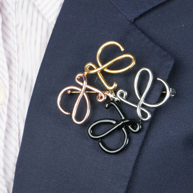Alphabet LW 4 Tone Plated Brooch | Designer Inspired Fashion Pin