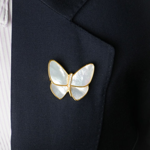 Alphabet VCA MOP Butterfly Brooch | Mother of Pearl Designer Fashion Pin