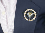 Alphabet L V Gold Plated Brooch with CZ | Luxury Letter Pin Fashion Jewelry