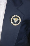 Alphabet L V Gold Plated Brooch with CZ | Luxury Letter Pin Fashion Jewelry