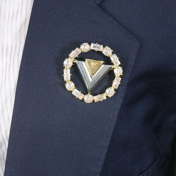 Alphabet L V Gold Plated Brooch with CZ | Luxury Letter Pin Fashion Jewelry