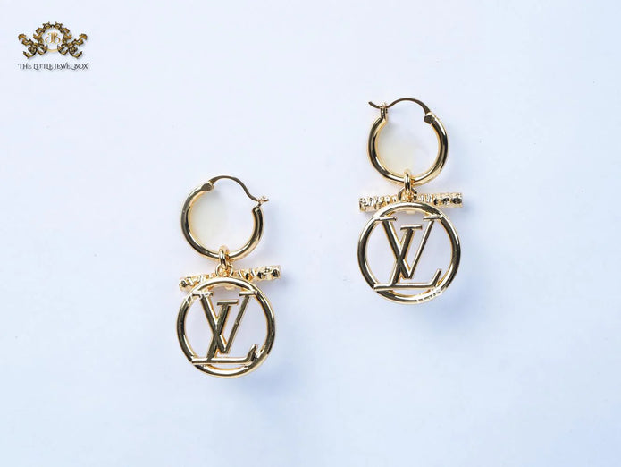 Alphabet L round gold danglers