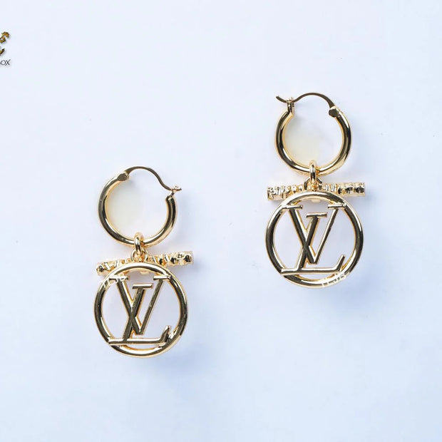 Alphabet L round gold danglers