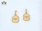 Double C white mop gold embossed danglers