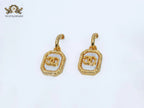 Double C white mop gold embossed danglers