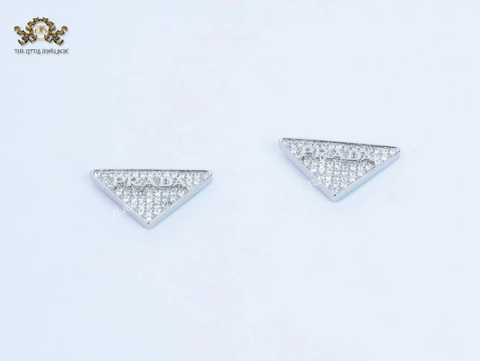 Alphabet P cz triangular studs small