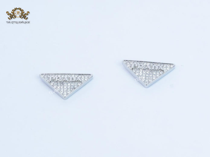 Alphabet P cz triangular studs small