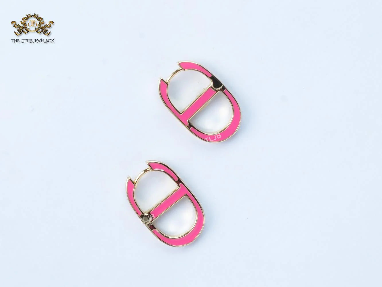 Alphabet CD pink enamel earrings