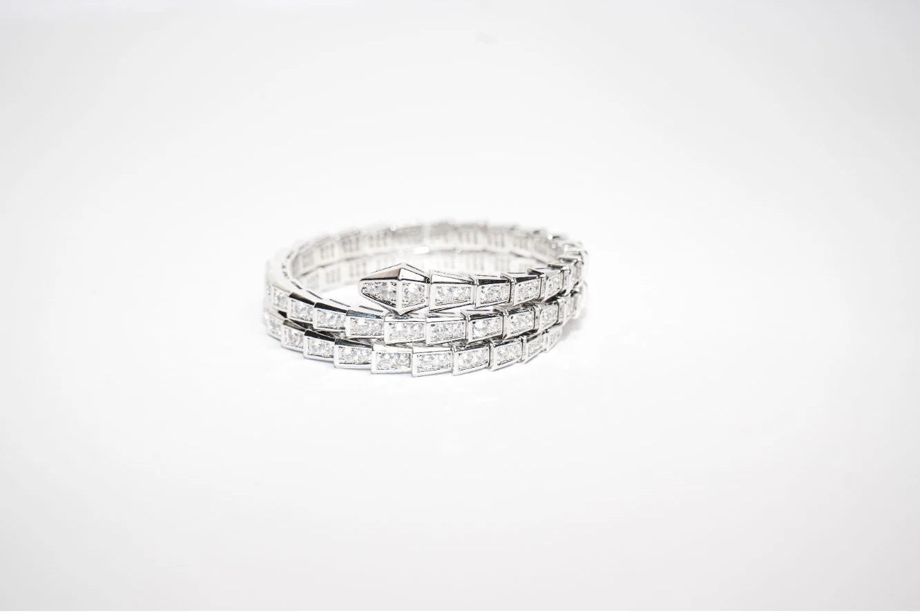 Silver CZ Serpent Tennis Bracelet